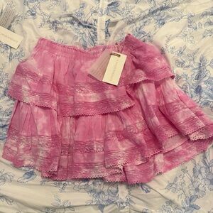 NWT LOVESHACKFANCY Ruffle Mini Skirt Begonia Hand Dye size medium